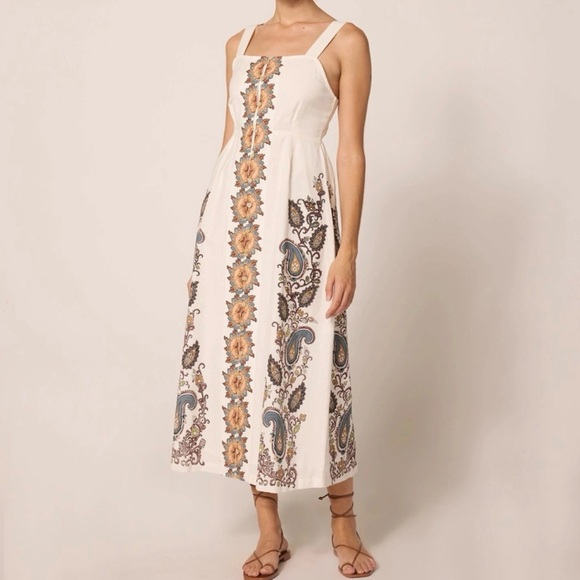 Cleobella Jolene Paisley Print Sleeveless Midi White Dress size L NWT - Picture 4 of 11